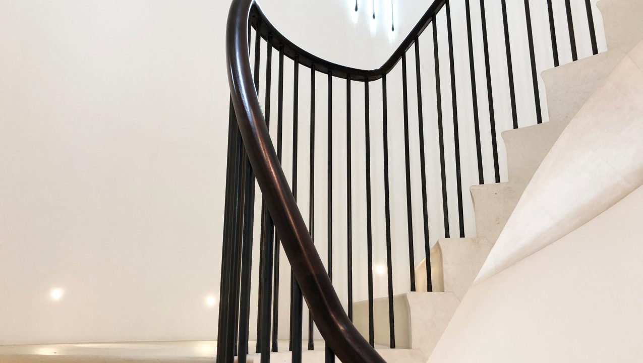Straight and curved lines by PT Handrails at Clive Durose Staircase Project @ Cadogan Square, Chelsea